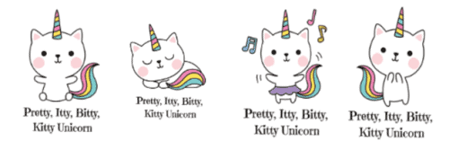 stickers from the song Pretty Itty Bitty Kitty Unicorn