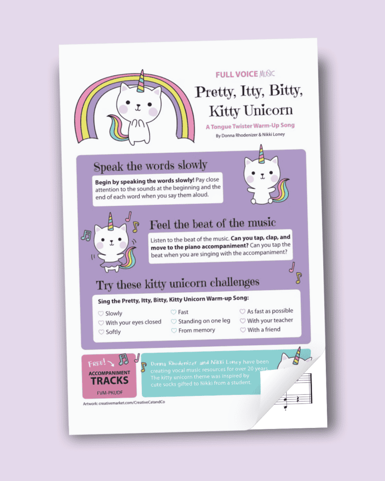 Cover of Pretty Itty Bitty Kitty Unicorn song print