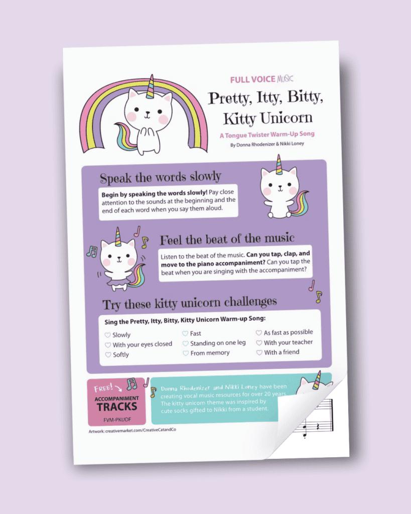 Cover of Pretty Itty Bitty Kitty Unicorn song print