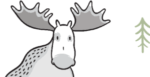 A white moose and a little tree hand drawn