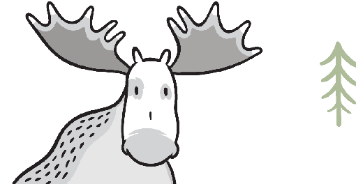 A white moose and a little tree hand drawn