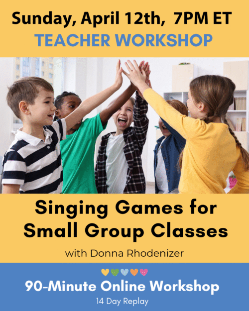 A group of children playing a singing game