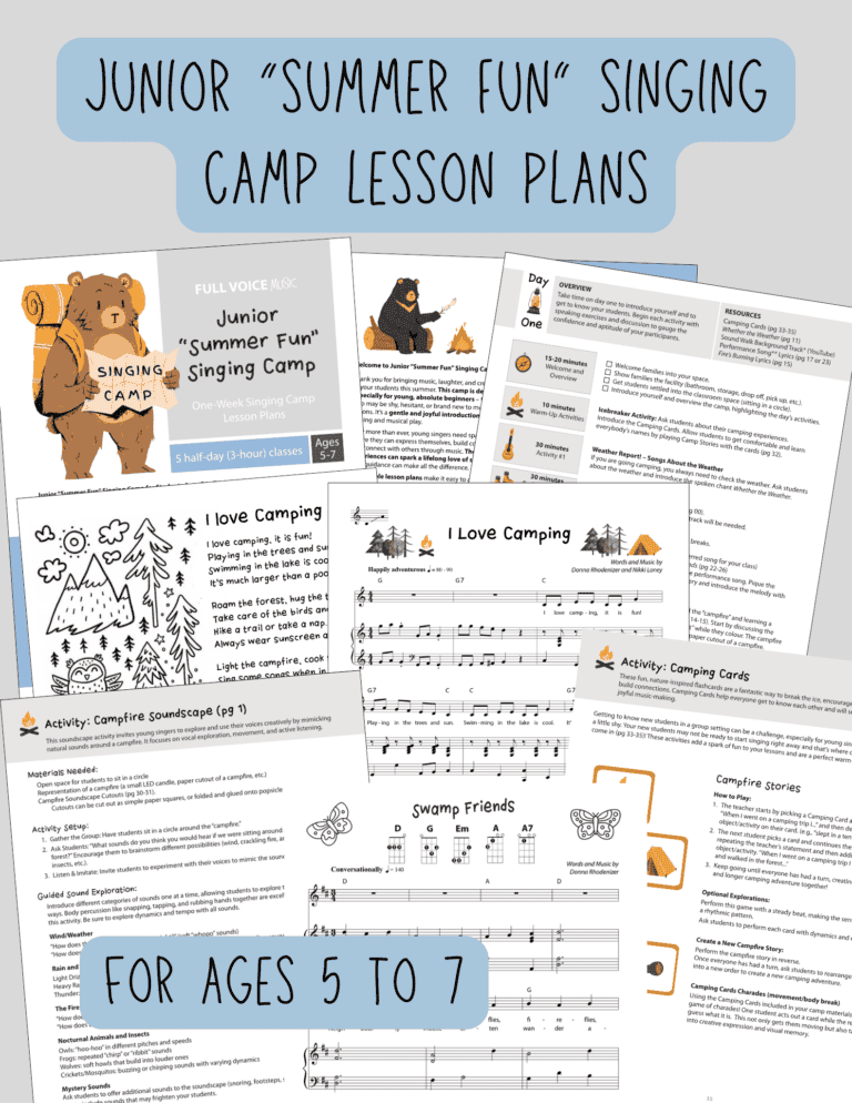 Junior "Summer Fun" Singing Camp Lesson Plans