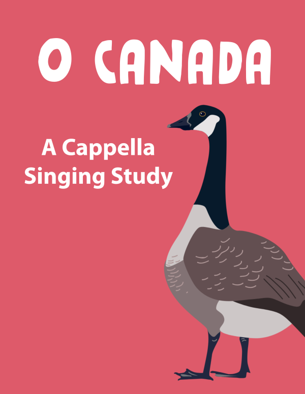 O Canada A Cappella Singing Study. A Canada Goose on a red background.