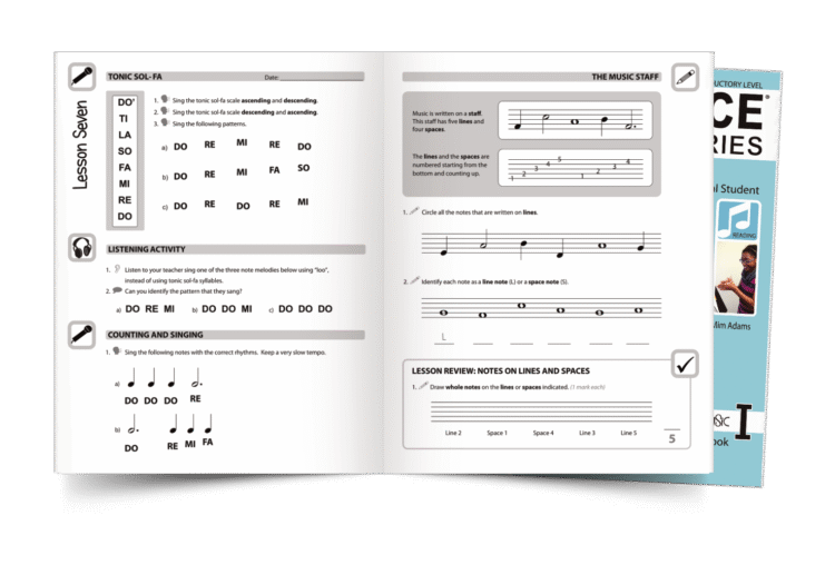 a two-page spread of lesson seven from Introductory Level