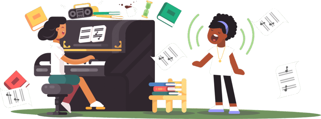 piano teacher girl singing