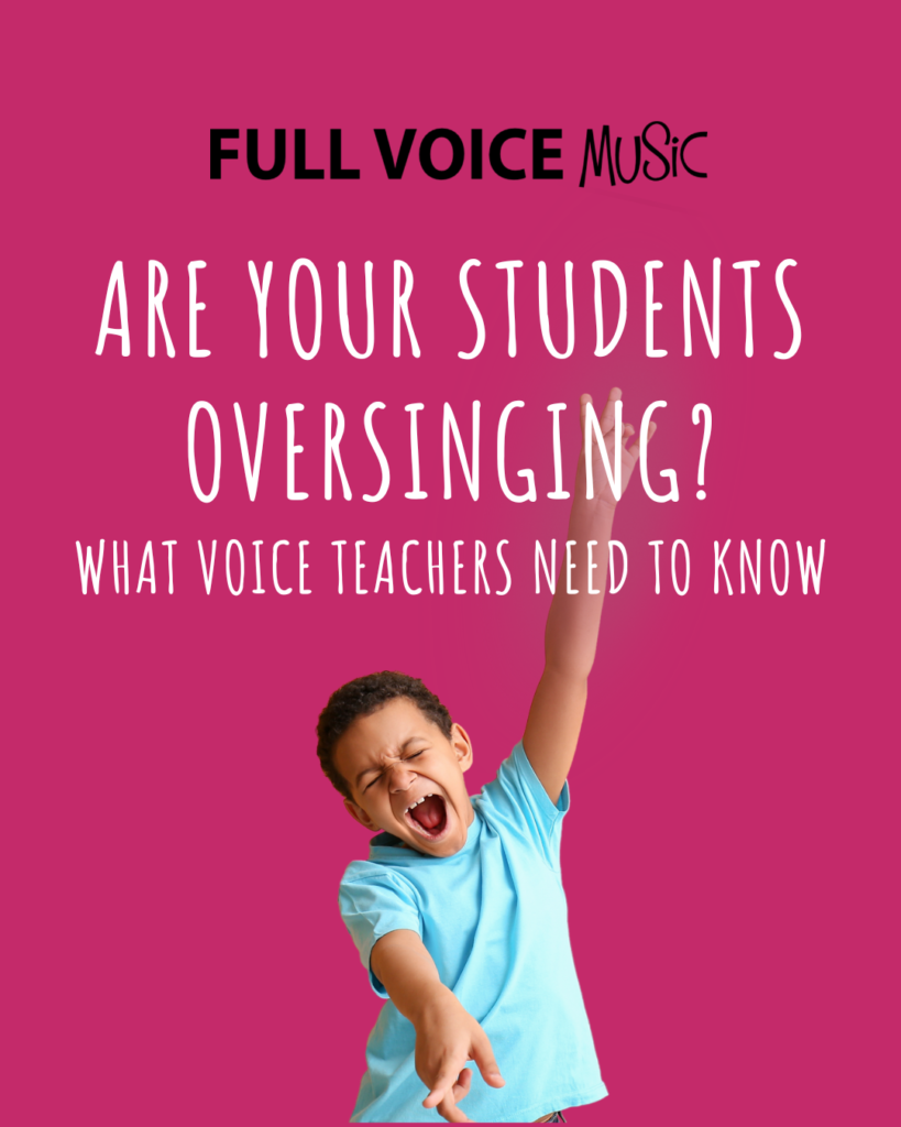 A child singing excitedly. Are your students oversinging? What Voice Teachers Need to Know.